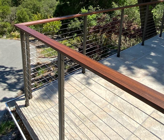 outside installation of steel cable railings