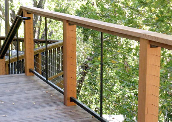 cable railing with square wood posts