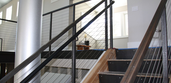 a handrail cable railing system installed